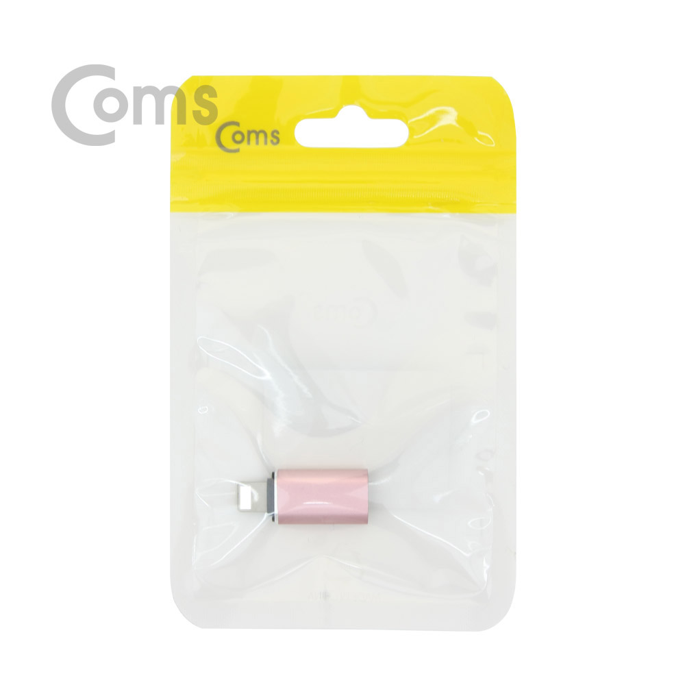 Coms IOS 8핀 (8Pin) USB 3.1 Type-C 젠더(Type-C F/ 8P M) Short, Pink Metal