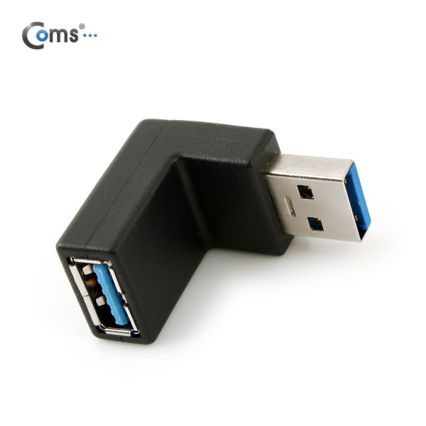 Coms USB 3.0 젠더- 연장(M/F) 꺽임형/Black 상향 90도