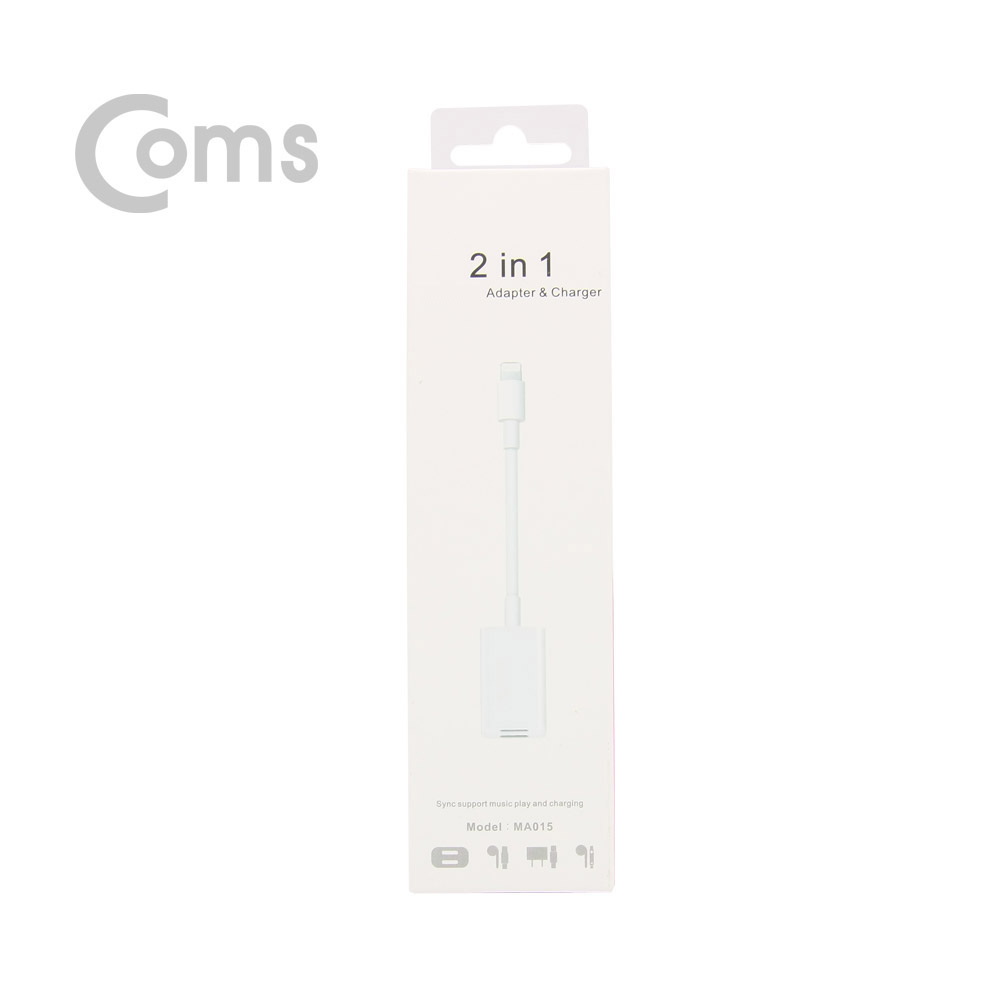 Coms IOS 8핀 (8Pin) 젠더(2분배) 8Pin / 10cm / 이어폰 + 충전