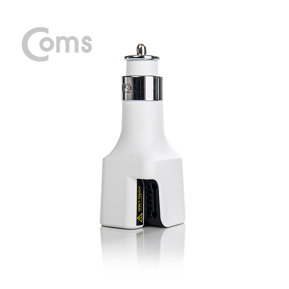 Coms 나비 자동차용 음이온 공기청정기 & USB 2Port 충전기 / White