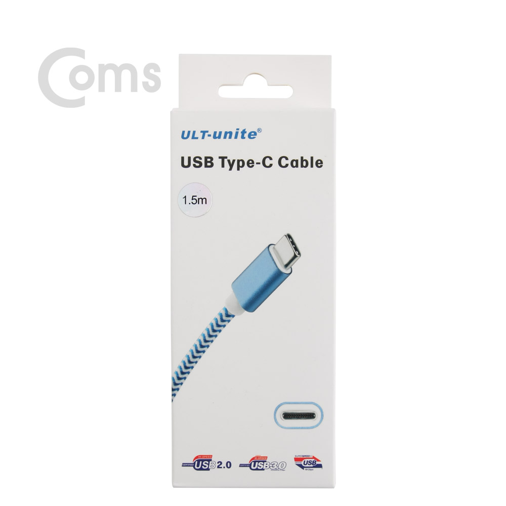 Coms USB 3.1 Type C 케이블(고속충전/3A) 1.5M - Black/ USB 2.0