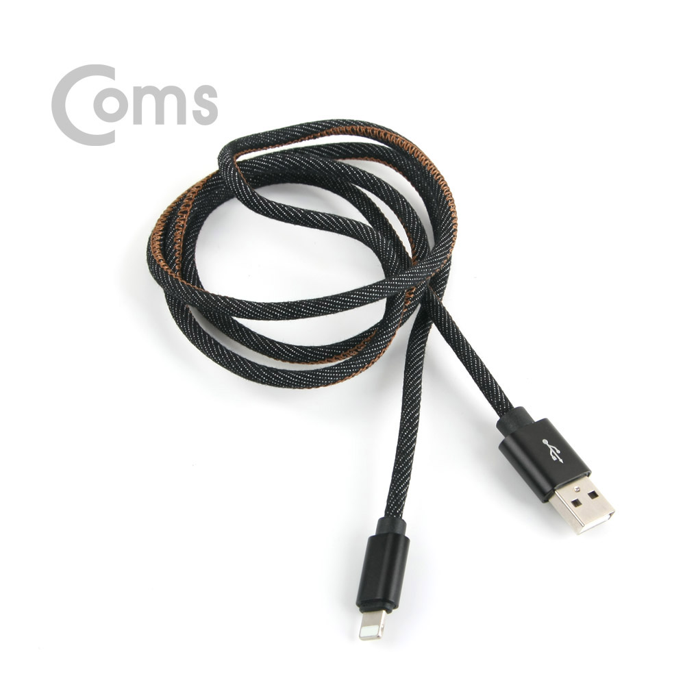 Coms IOS 8핀 (8Pin) 케이블 / 8P - USB 2.0 / (고속충전/2.4A) 1M - Black
