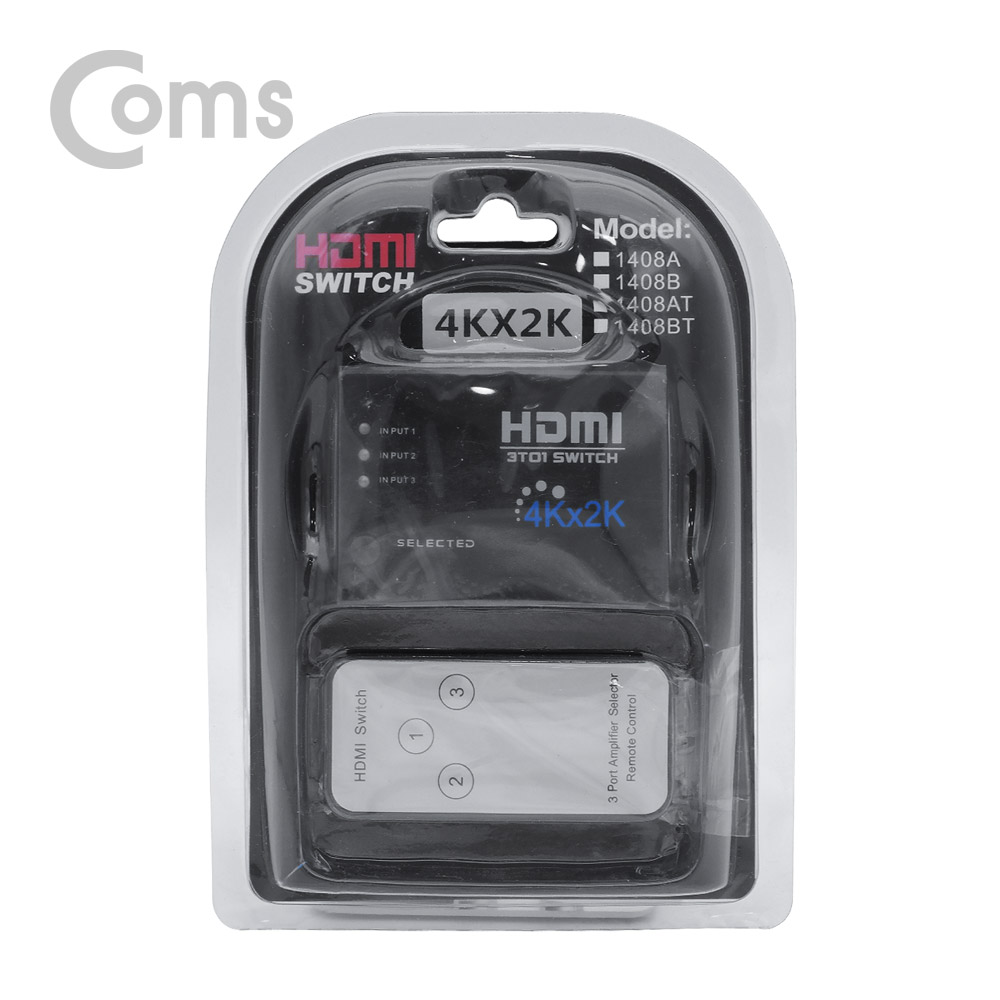 Coms HDMI 선택기(3:1) 4K, 리모콘
