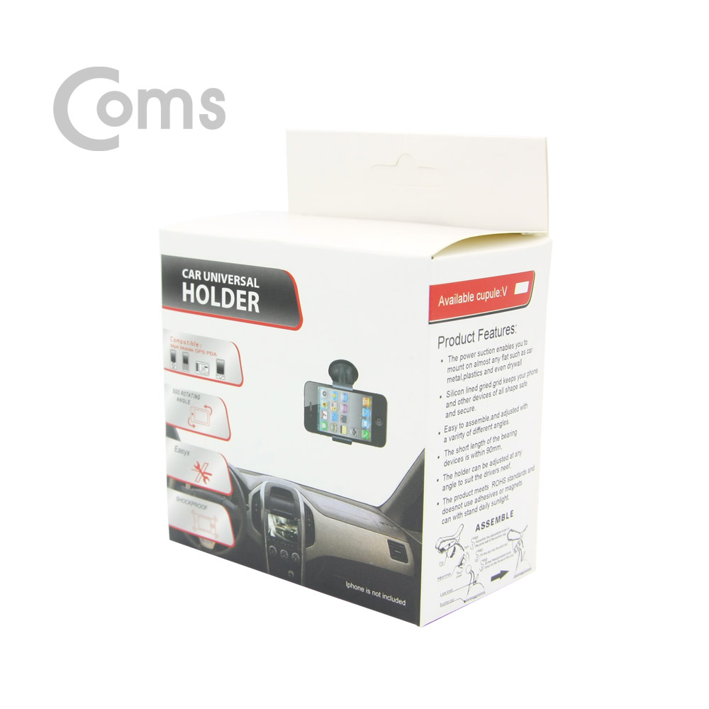 Coms 차량용 스마트폰 거치대 / 유리흡착식 / 집게거치