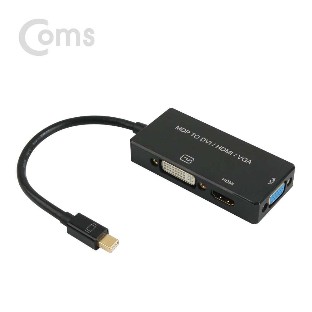Coms Mini 디스플레이 포트 컨버터(3 in 1) Mini DP to DVI/HDMI/VGA
