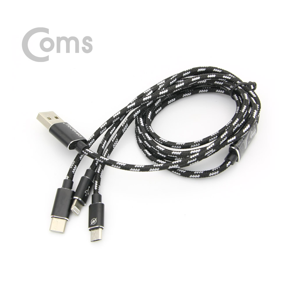 Coms USB 3.1 Type-C 케이블(3 in 1) 1.5M/Black (Type C/8P/Micro 5P)