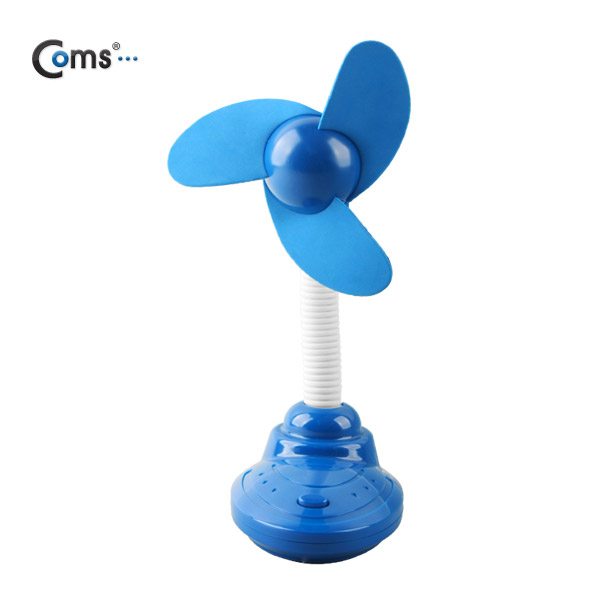 Coms USB 선풍기, 각도조절(플렉시블 스탠드),블루, 건전지겸용(AA)
