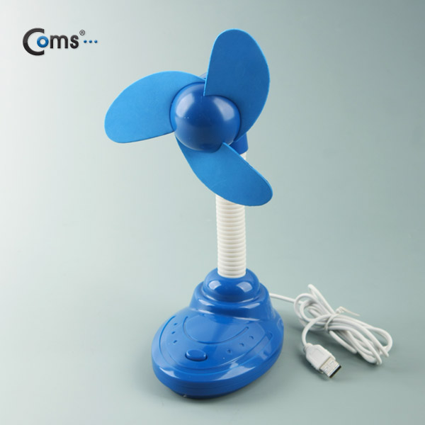 Coms USB 선풍기, 각도조절(플렉시블 스탠드),블루, 건전지겸용(AA)