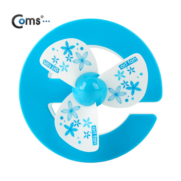 Coms USB 충전식 선풍기(탁상원형) - 블루 ☆ 충전식 ☆