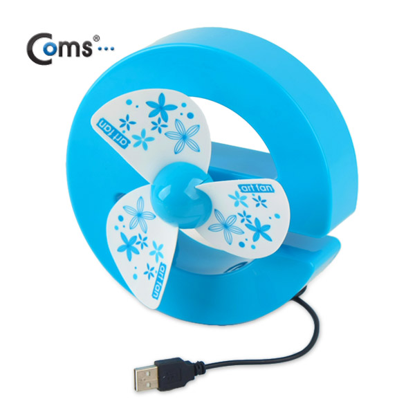 Coms USB 충전식 선풍기(탁상원형) - 블루 ☆ 충전식 ☆