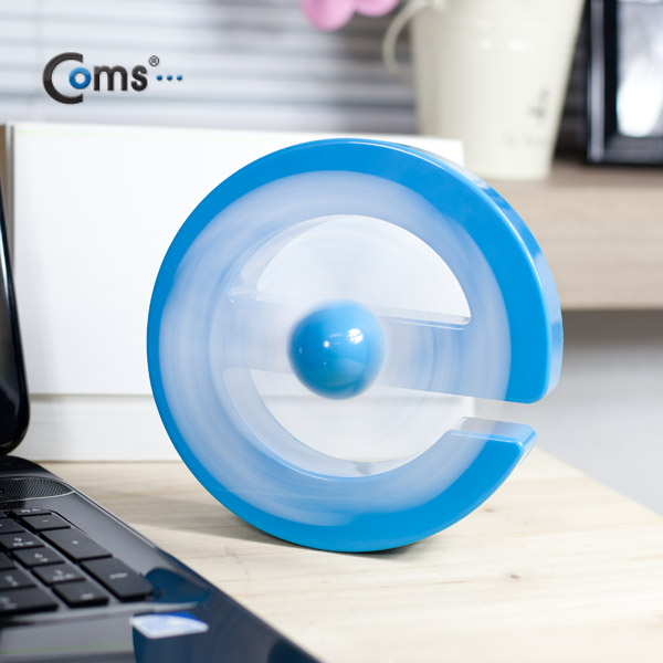 Coms USB 충전식 선풍기(탁상원형) - 블루 ☆ 충전식 ☆