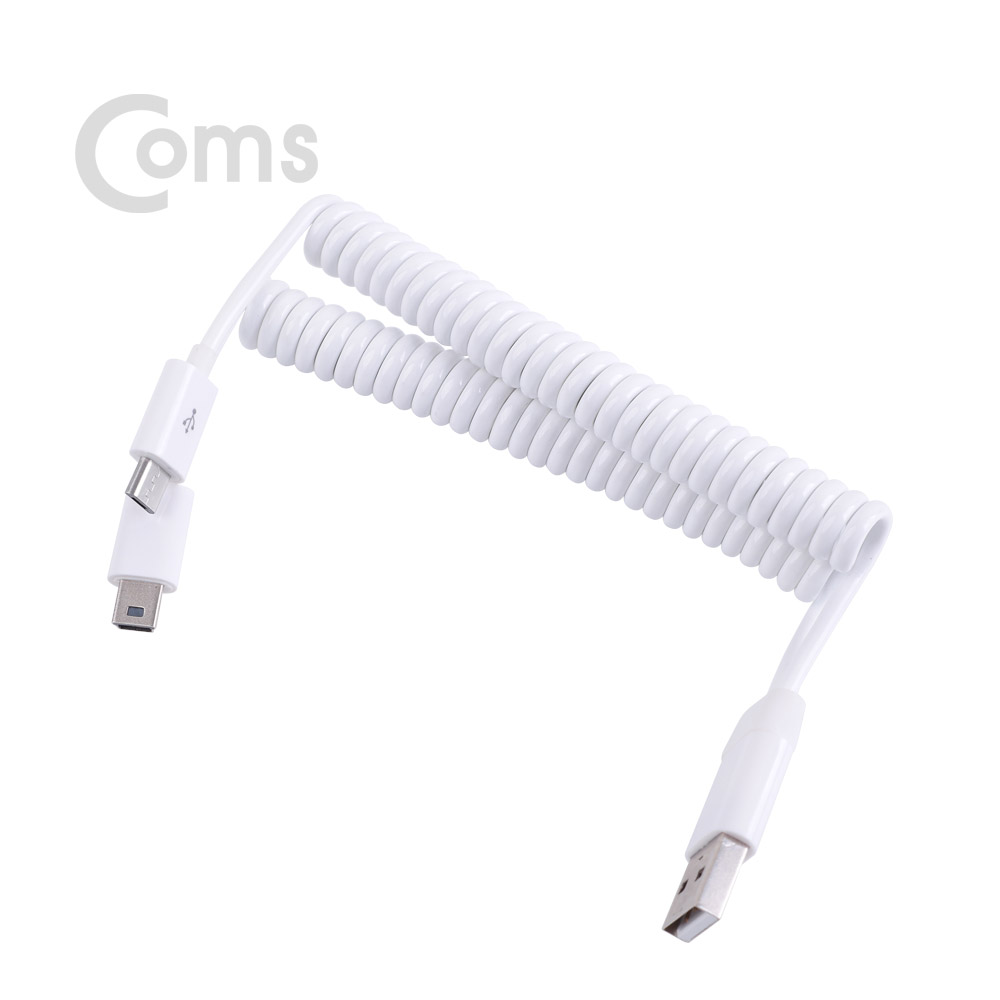 Coms USB 케이블 Y형 스프링 타입, 20~ 30cm - A(M)/Micro 5P(M)+Mini 5P(M)