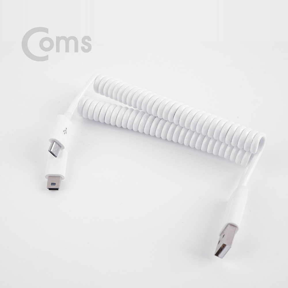 Coms USB 케이블 Y형 스프링 타입, 20~ 30cm - A(M)/Micro 5P(M)+Mini 5P(M)