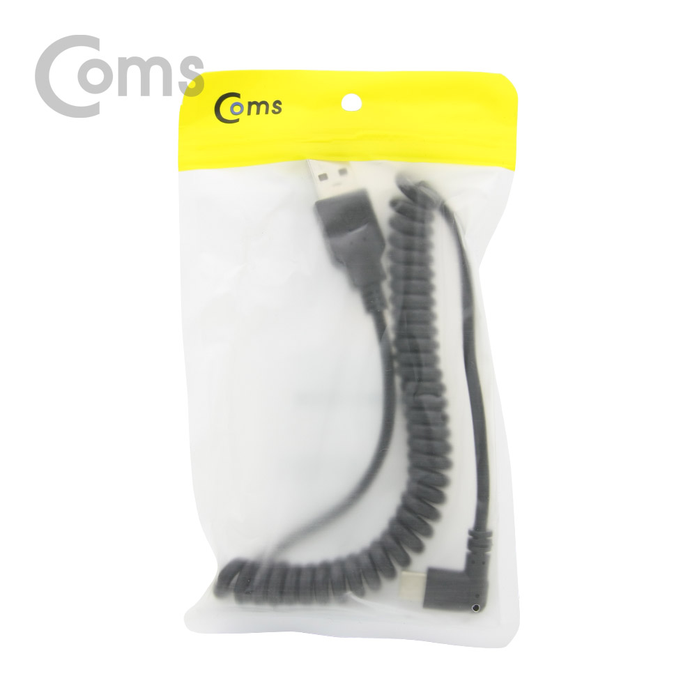Coms USB 3.1 케이블(Type C), 스프링 타입 50~ 70CM, USB 2.0 A(M)/Type C(M) 꺾임(꺽임)