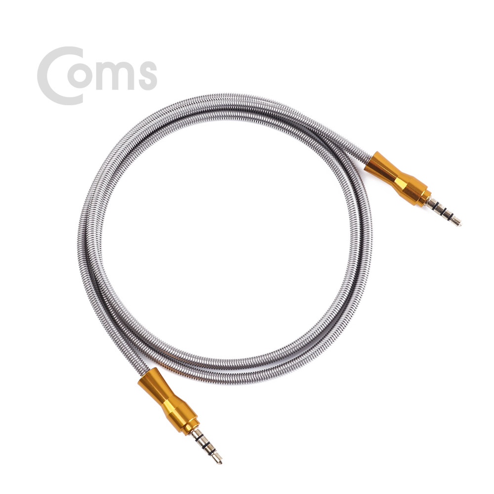 Coms 스테레오 케이블 (3.5/4극 M/M) 80cm, METAL - METAL 스프링 피복/Stereo