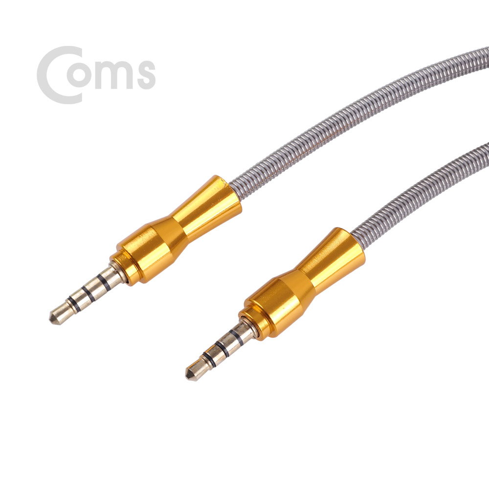 Coms 스테레오 케이블 (3.5/4극 M/M) 80cm, METAL - METAL 스프링 피복/Stereo