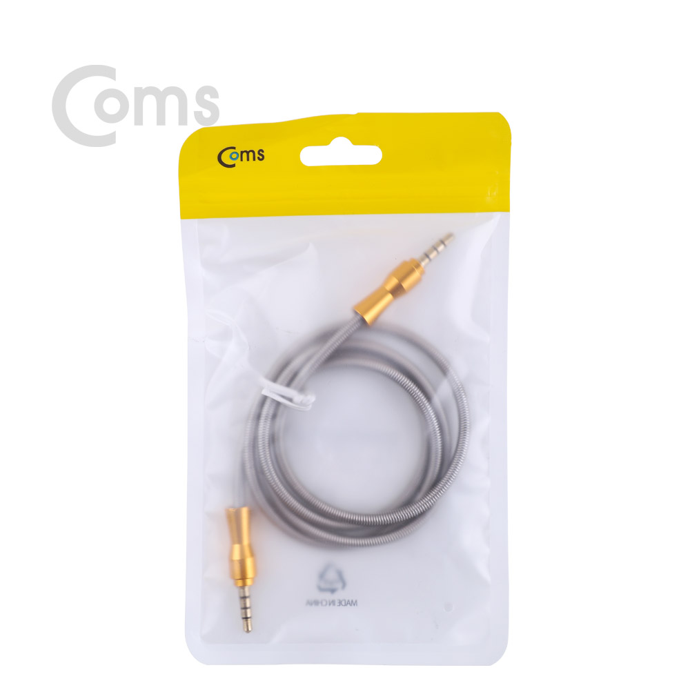 Coms 스테레오 케이블 (3.5/4극 M/M) 80cm, METAL - METAL 스프링 피복/Stereo