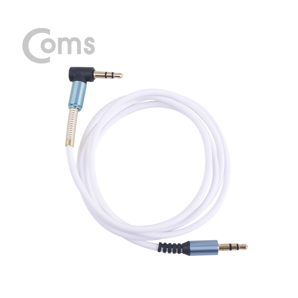 Coms 스테레오 케이블 (3.5 M/M) 한쪽 꺾임(꺽임) 1M / White/Stereo