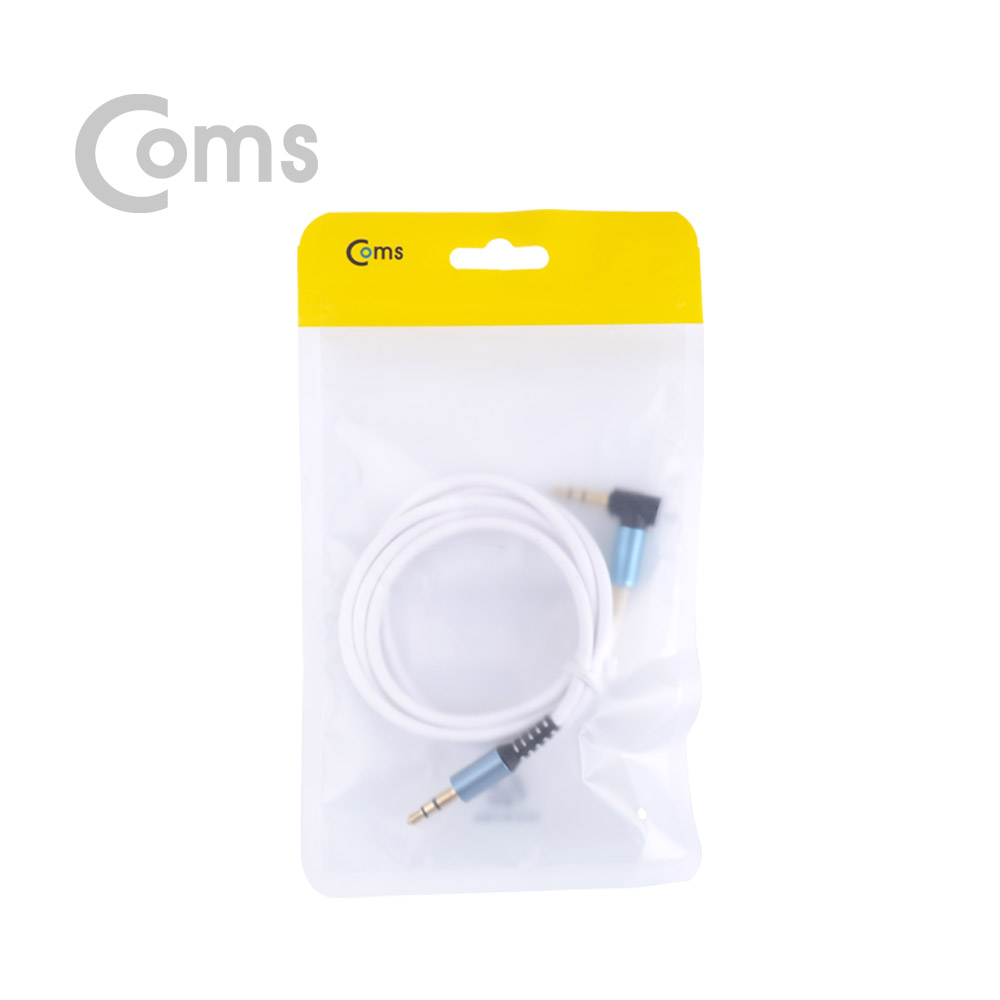 Coms 스테레오 케이블 (3.5 M/M) 한쪽 꺾임(꺽임) 1M / White/Stereo