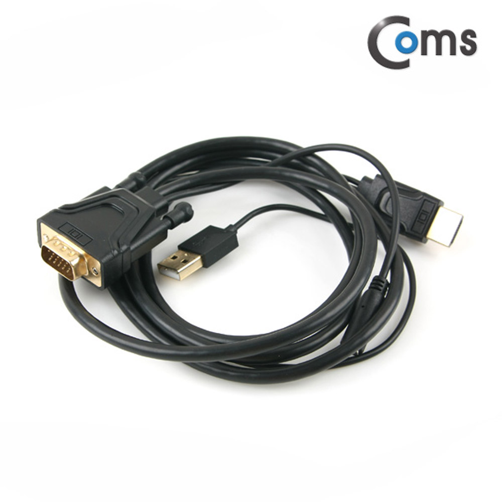 Coms HDMI 컨버터(HDMI to VGA) 케이블 일체형 1.4M (HDMI+USB to VGA+스테레오)