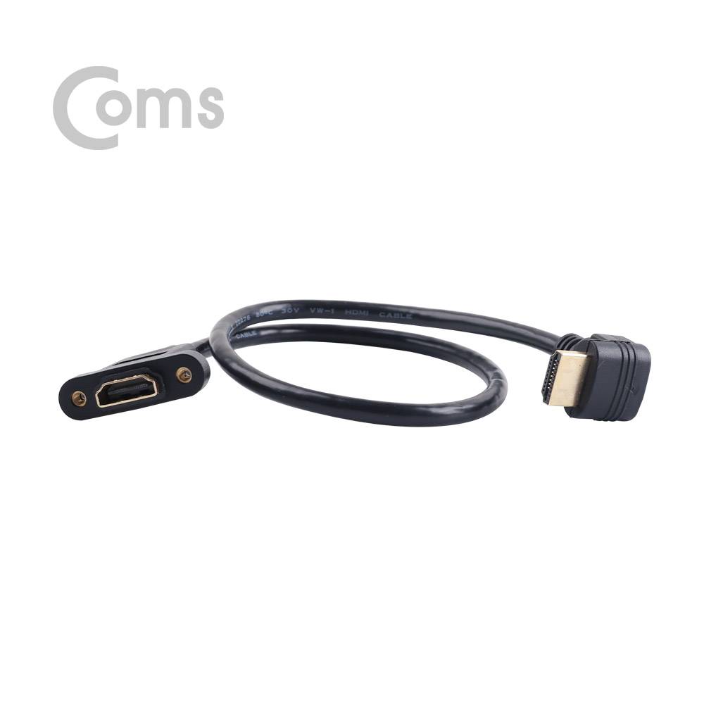 Coms HDMI 젠더 (연장 M/F) 45cm, 포트형 - HDMI(M) 하향꺾임(꺽임)/HDMI(F) 포트형