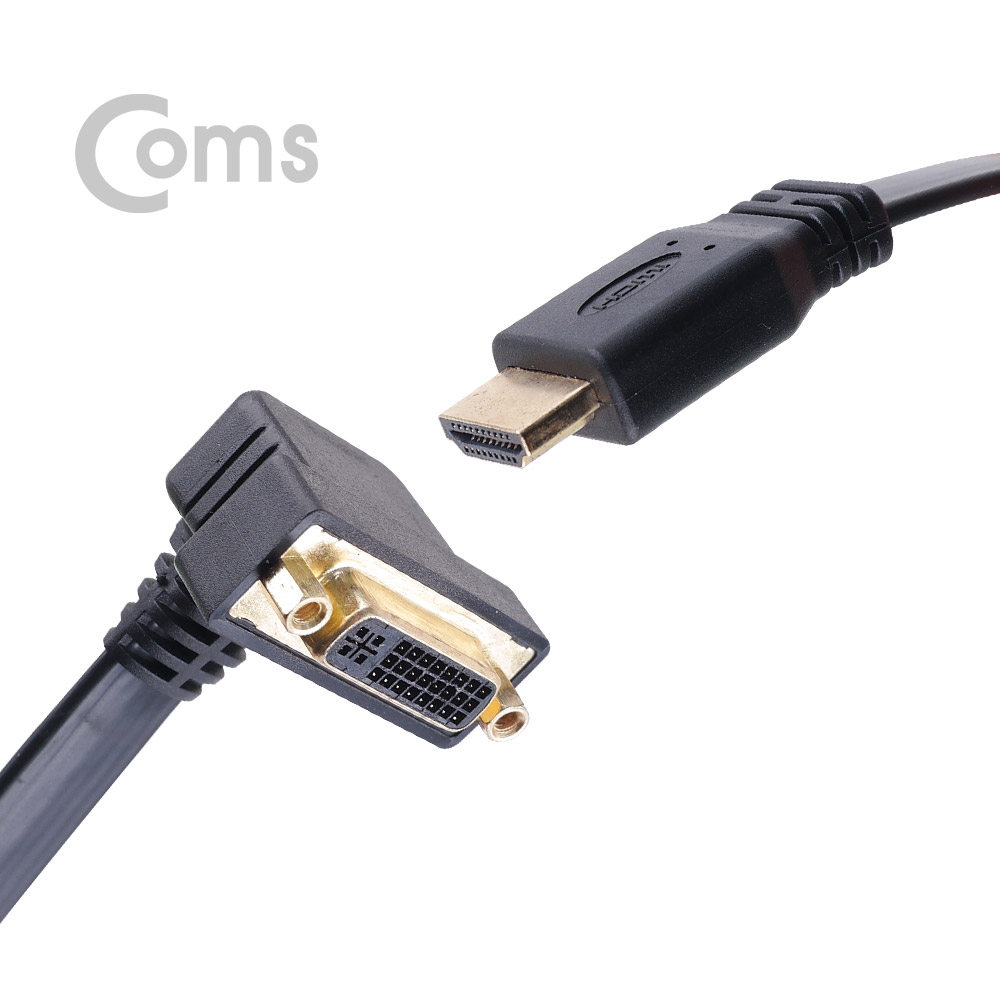 Coms HDMI 젠더(HDMI M/DVI F) 25cm / DVI ㄱ자 꺾임(꺽임)