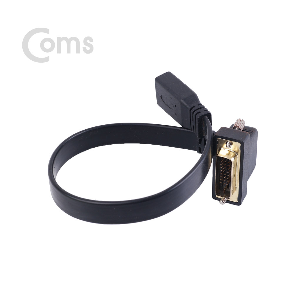 Coms HDMI 젠더(HDMI F/DVI M) 25cm, DVI 하향 꺾임(꺽임)