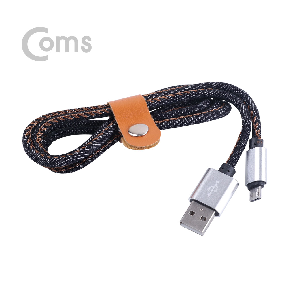 Coms USB / Micro 5P 케이블 1M / JEAN 타입, 타이 포함 - USB 2.0A(M)/Mirco 5P(M)
