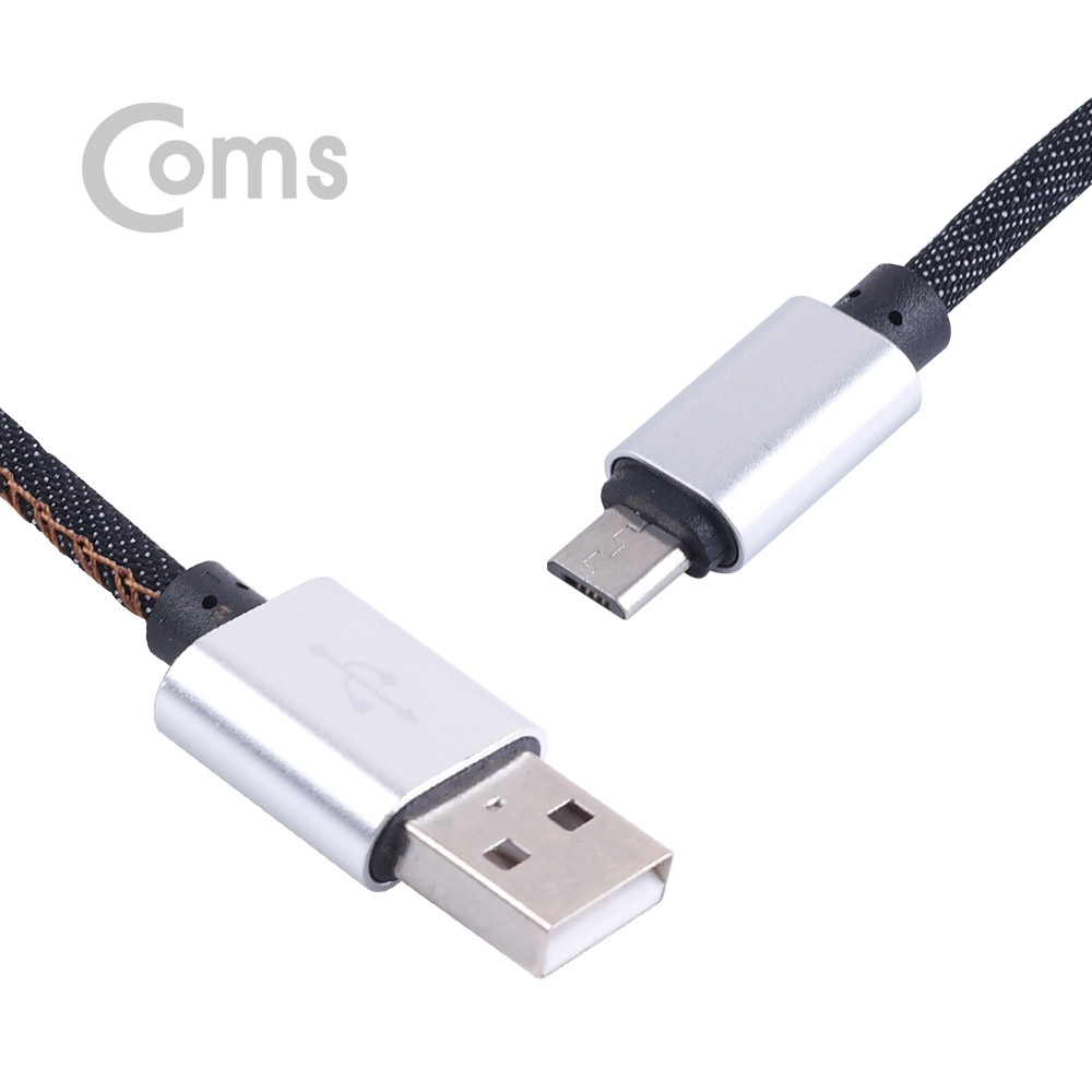 Coms USB / Micro 5P 케이블 1M / JEAN 타입, 타이 포함 - USB 2.0A(M)/Mirco 5P(M)