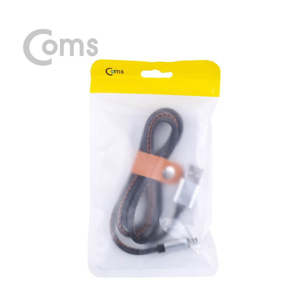 Coms USB / Micro 5P 케이블 1M / JEAN 타입, 타이 포함 - USB 2.0A(M)/Mirco 5P(M)