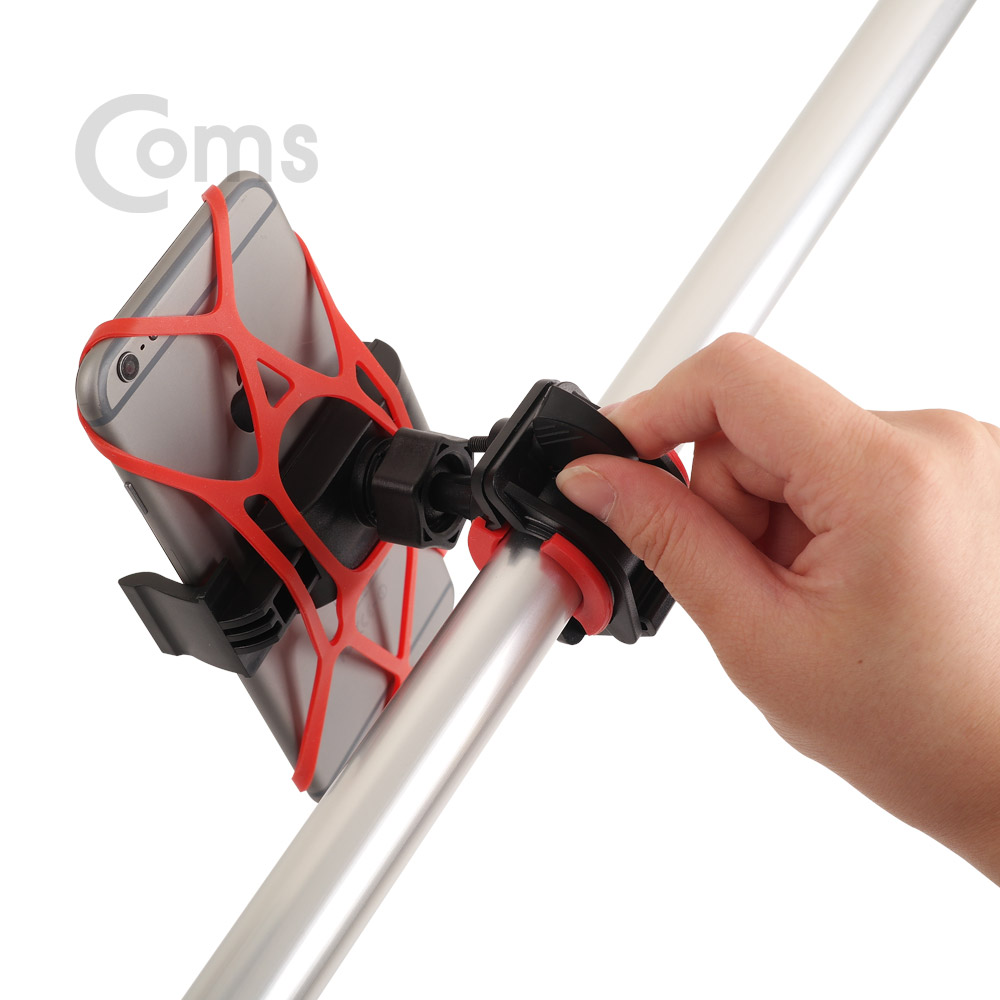 Coms 자전거 휴대폰 /스마트폰 거치대. Slide, 고무패드 고정/ Red