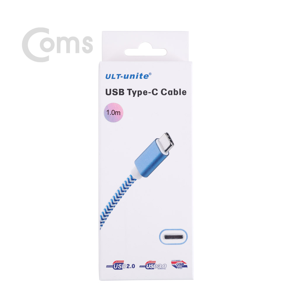 Coms USB 3.1 Type C 케이블(고속충전/3A) 1M, White / USB 2.0