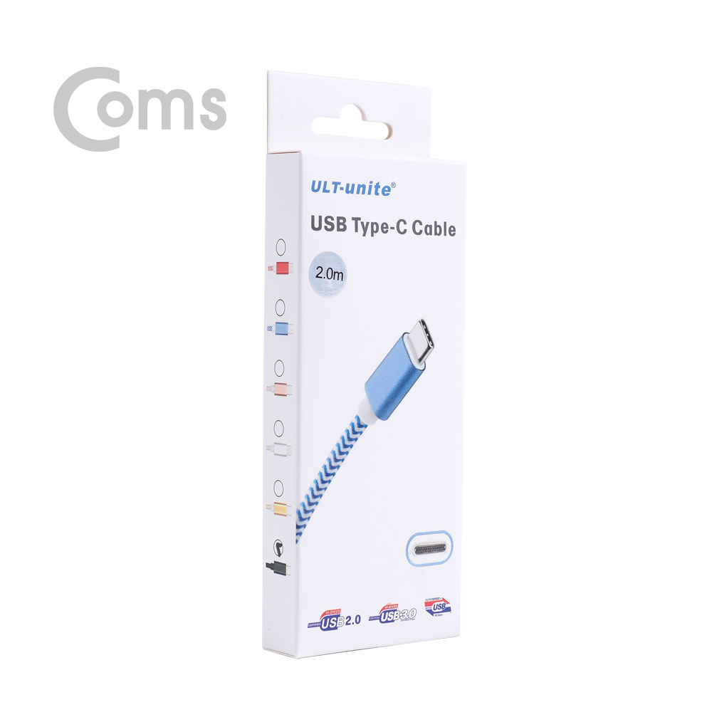 Coms USB 3.1 Type C 케이블(고속충전/3A) 2M, Black / USB 3.0