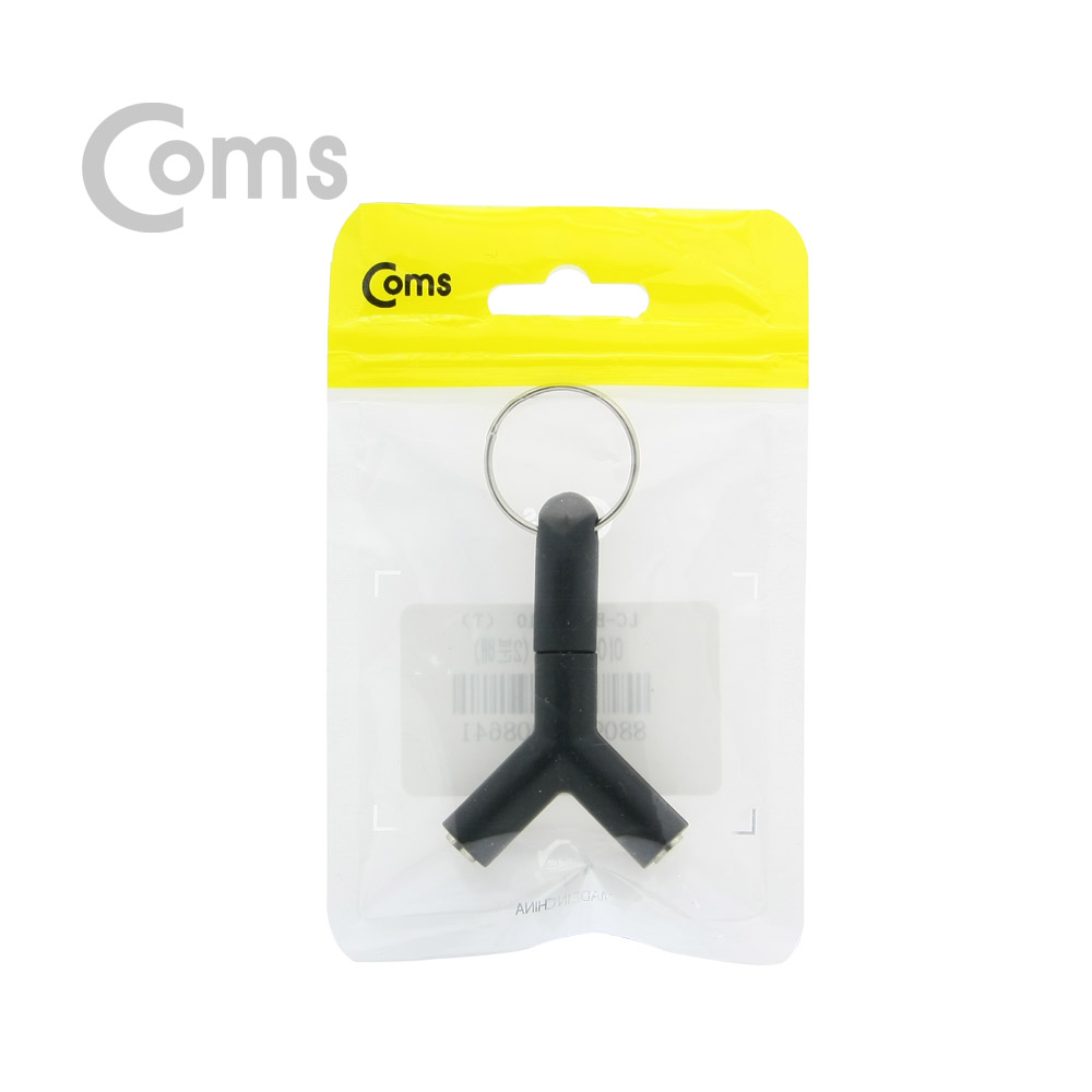 Coms 이어폰 2분배 젠더 (ST 3극 M / ST F x 2, Y형) Black