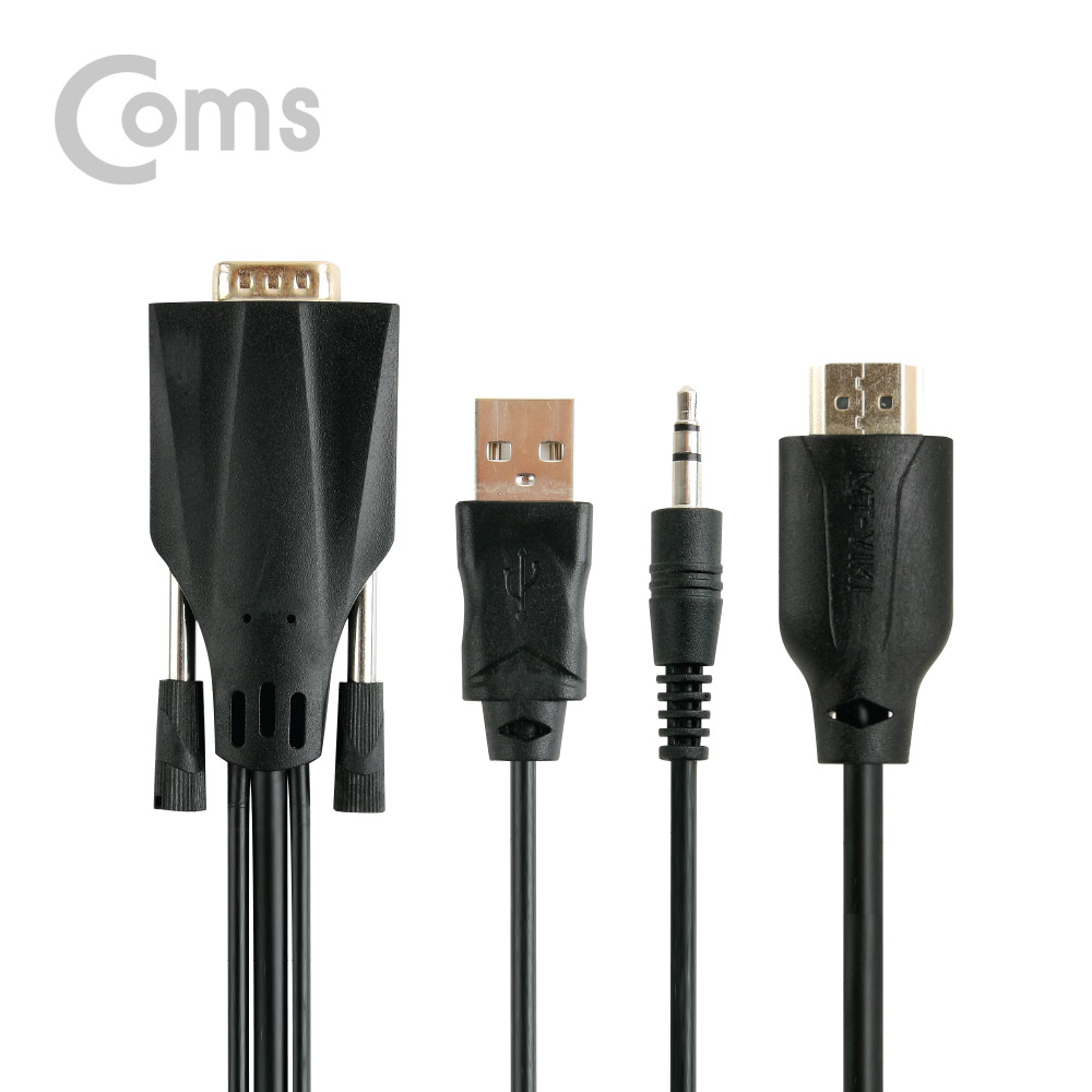 Coms HDMI 컨버터(VGA to HDMI) 오디오 지원 (케이블 타입, 스테레오 & USB전원)