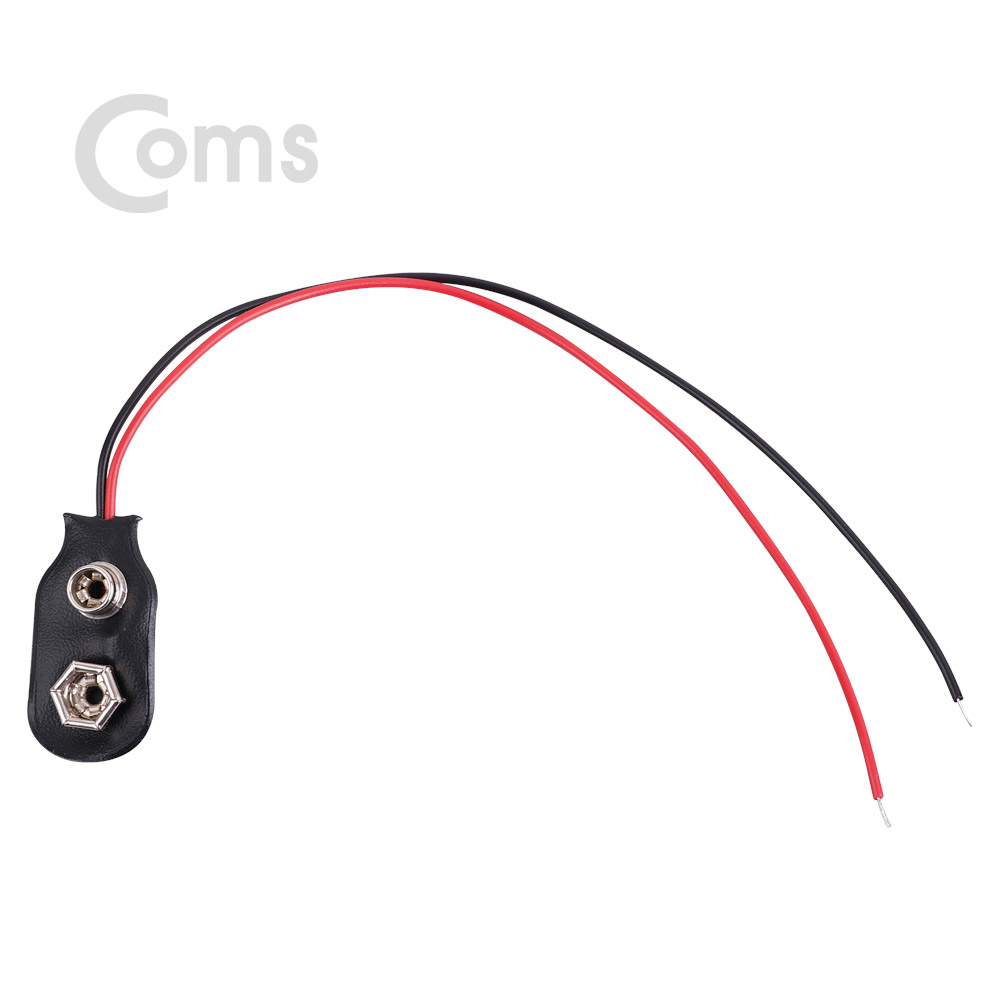 Coms DC 전원 케이블(제작용), 2선연결 Black 9V 건전지 변환