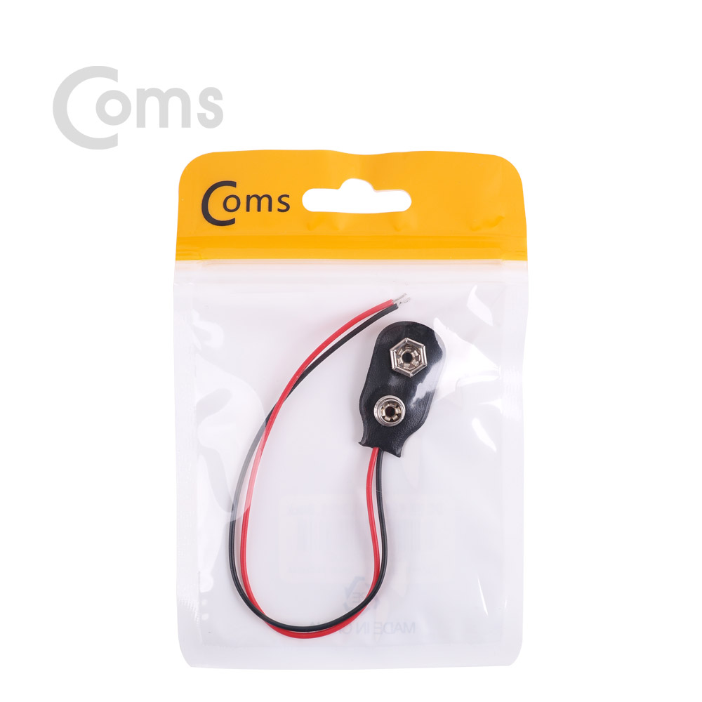 Coms DC 전원 케이블(제작용), 2선연결 Black 9V 건전지 변환