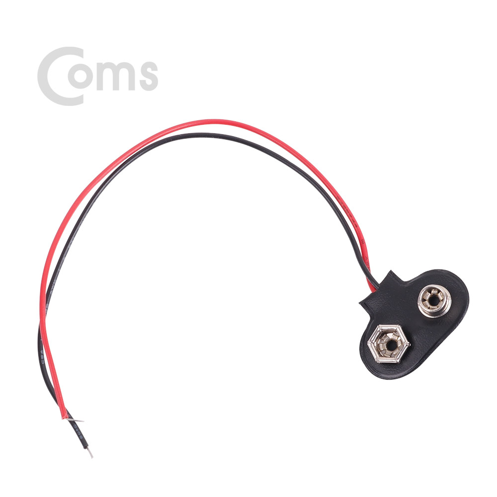 Coms DC 전원 케이블(제작용), 2선연결 Black - 9V 건전지 변환