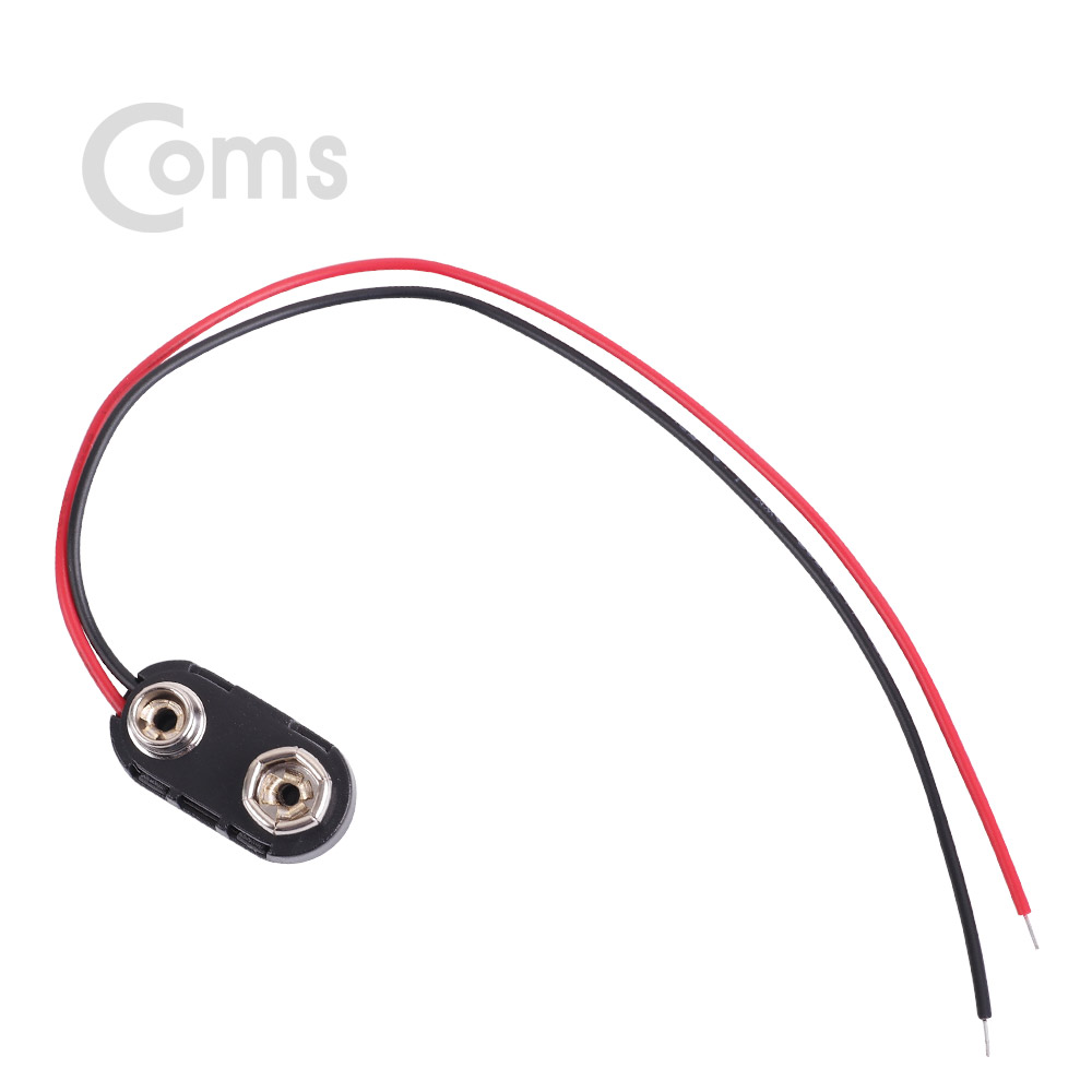 Coms DC 전원 케이블(제작용), 2선연결 Black - 9V 건전지 변환