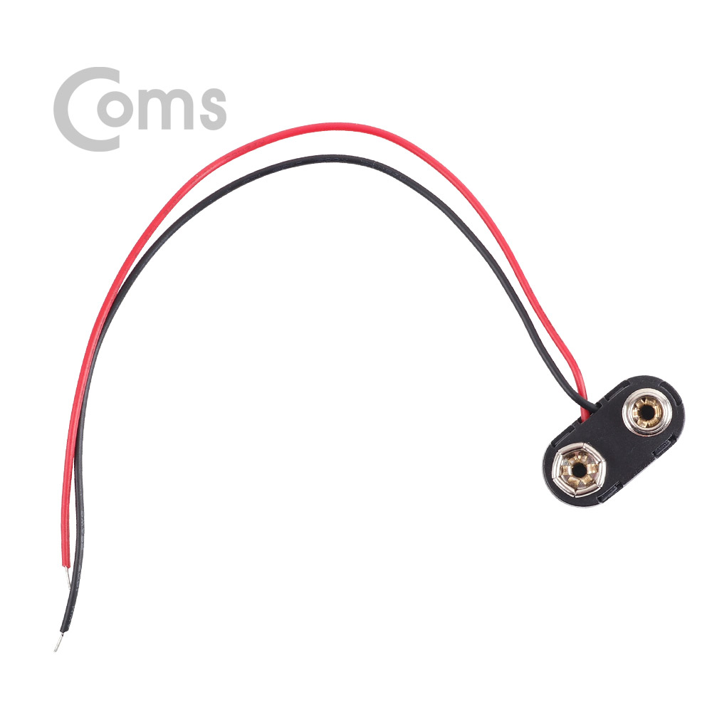 Coms DC 전원 케이블(제작용), 2선연결 Black - 9V 건전지 변환