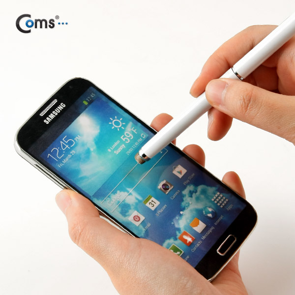 Coms 터치펜 정전식(Fiber/볼펜형) White