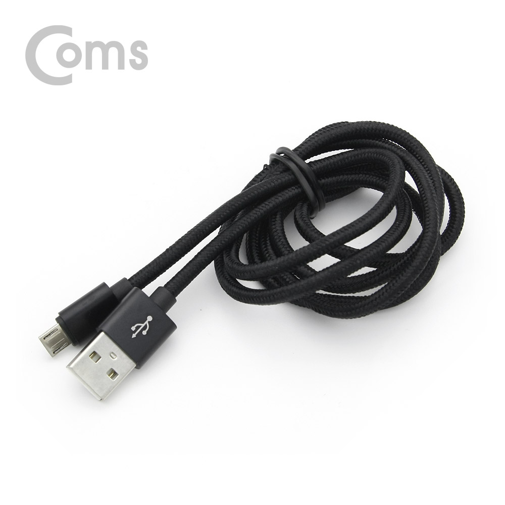 Coms 안드로이드 5핀 케이블(Micro 5Pin / 고속충전 및 데이터 전송 / 3.1A) Black  / 5Pin
