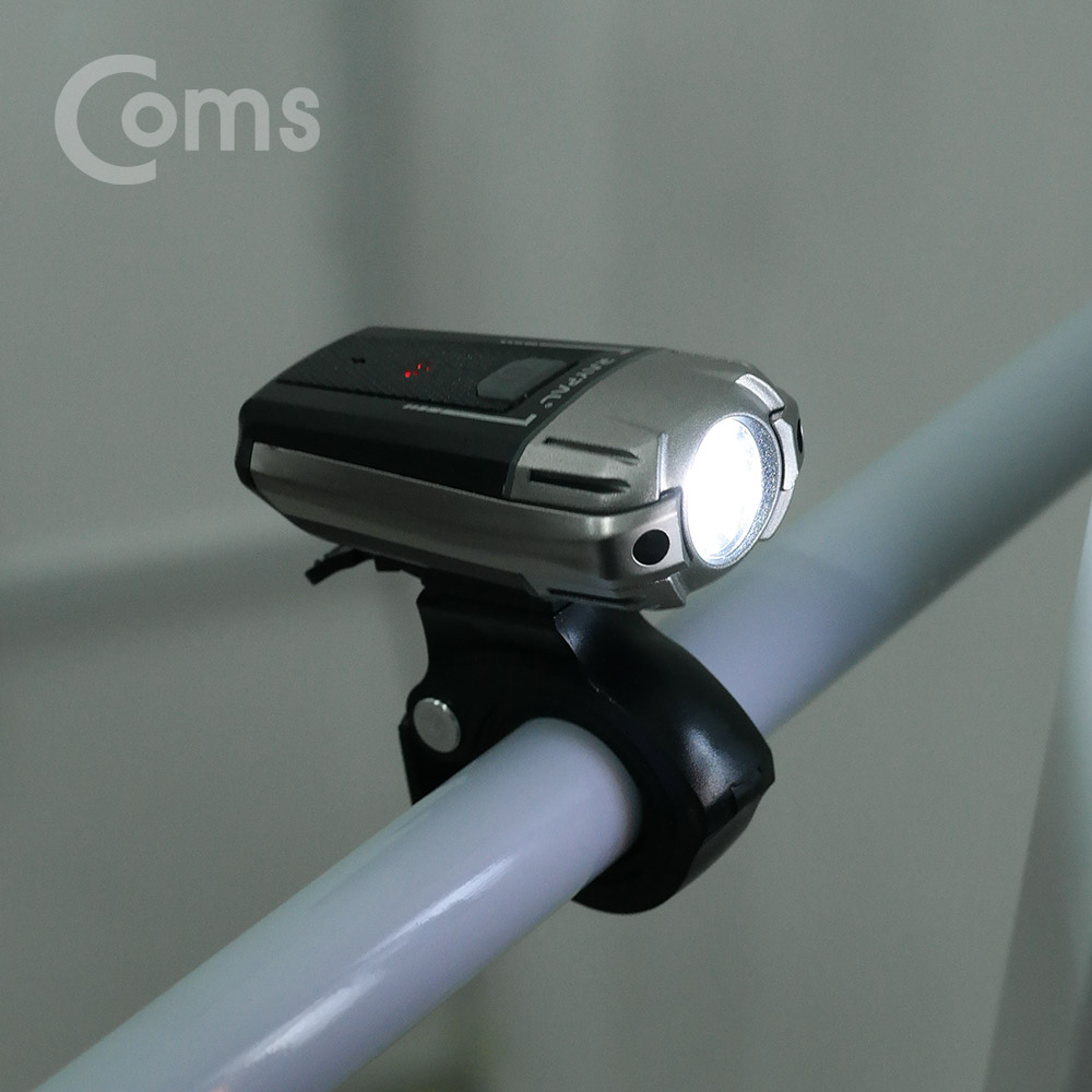 Coms 자전거 LED 안전 점멸기 / USB 충전 / White LED