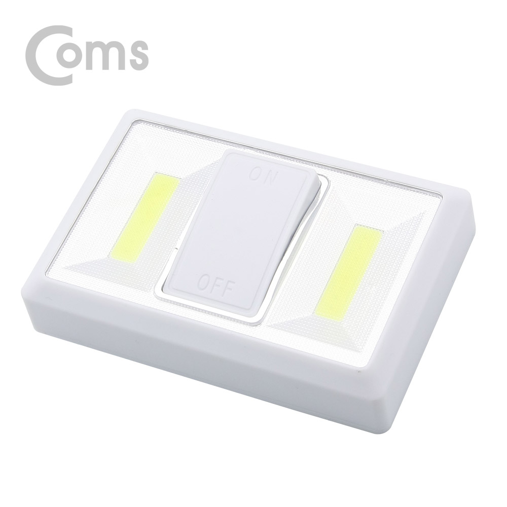 Coms LED 스위치 벽면등(Switch Light) 사각 / 8 LEDx2/듀얼 / 3 x AAA