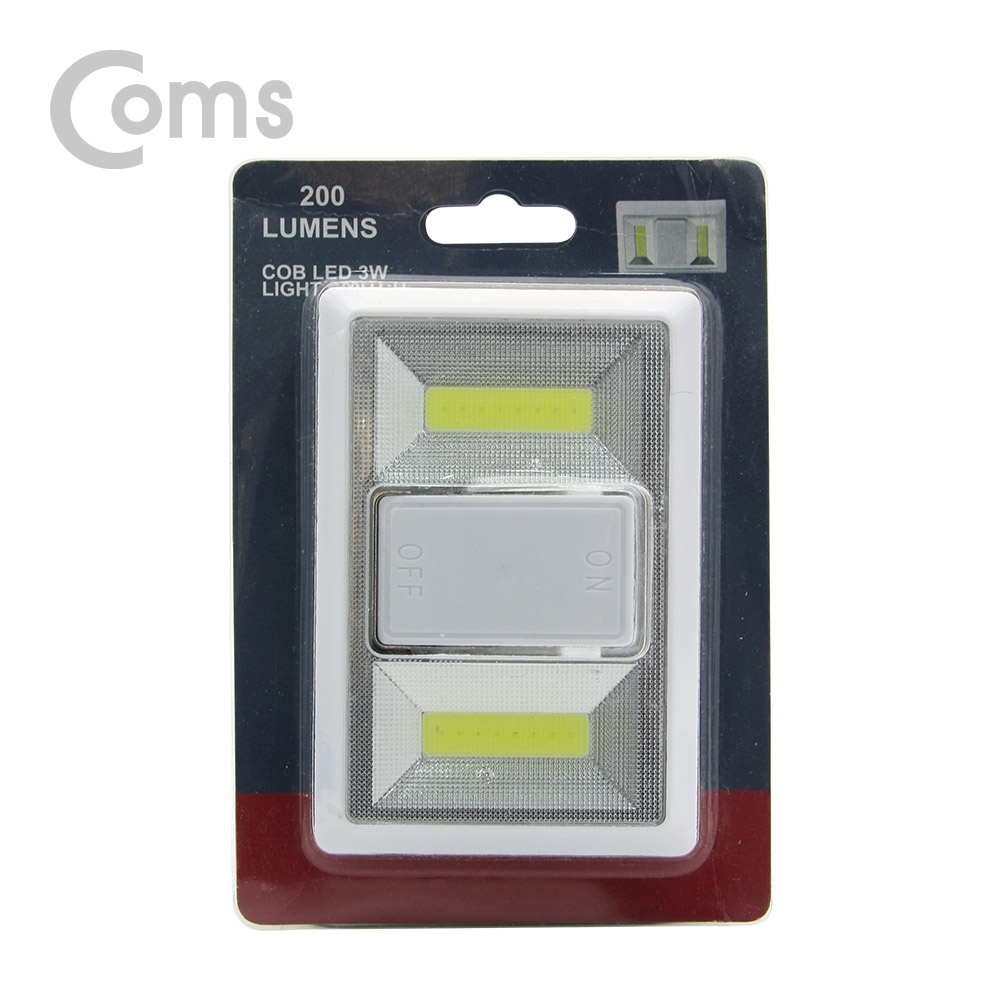 Coms LED 스위치 벽면등(Switch Light) 사각 / 8 LEDx2/듀얼 / 3 x AAA