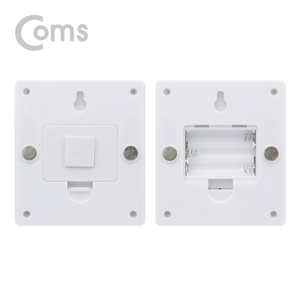 Coms LED 스위치 벽면등(Switch Light) 사각 / 8 LED / 듀얼 / 3 x AAA