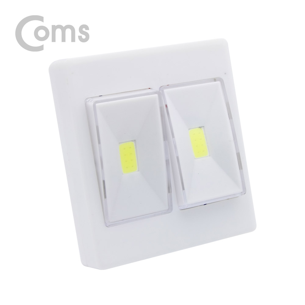 Coms LED 스위치 벽면등(Switch Light) 사각 / 8 LED / 듀얼 / 3 x AAA