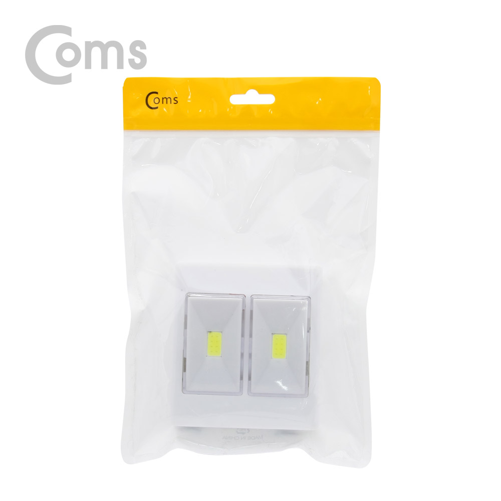 Coms LED 스위치 벽면등(Switch Light) 사각 / 8 LED / 듀얼 / 3 x AAA