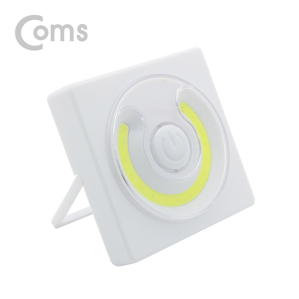 Coms LED 스위치 벽면등(Switch Light) 사각원형 / 16 LED / 거치 / 4 x AAA