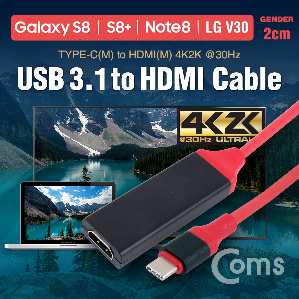 Coms USB 3.1(Type C) 변환 케이블(HDTV) 20cm
